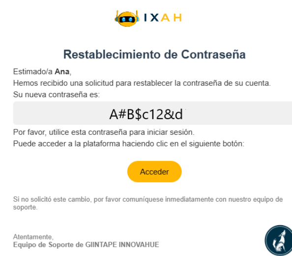 Correo de contraseña restablecida