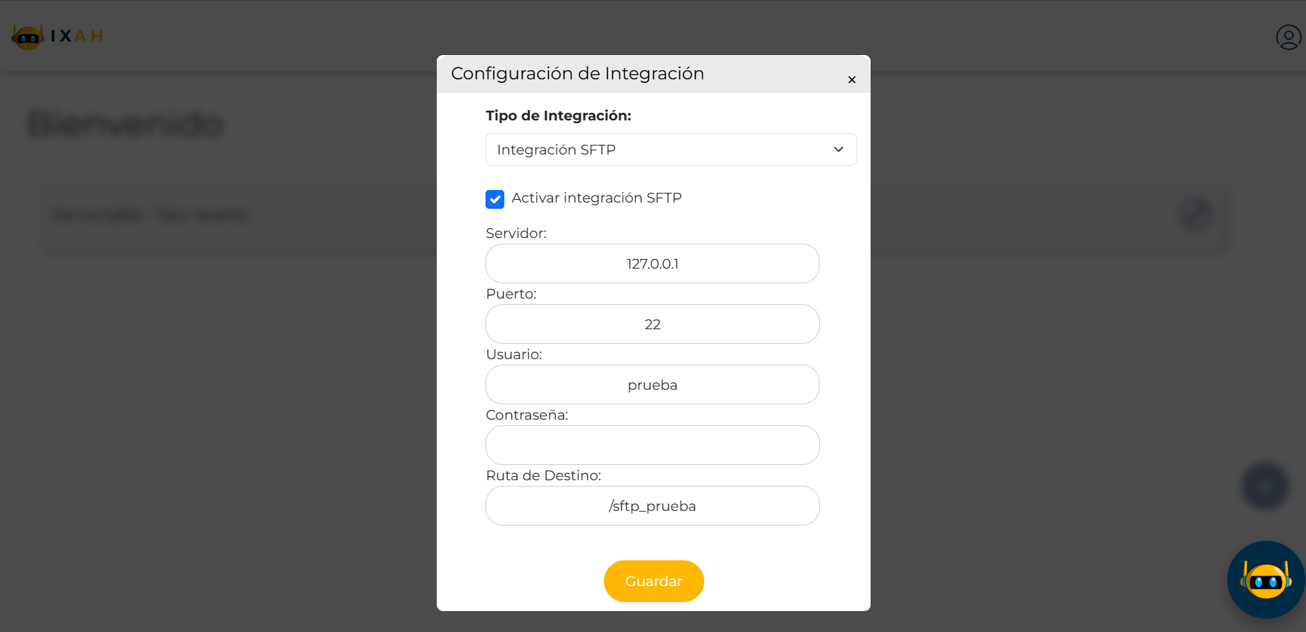 Configuración de integración SFTP