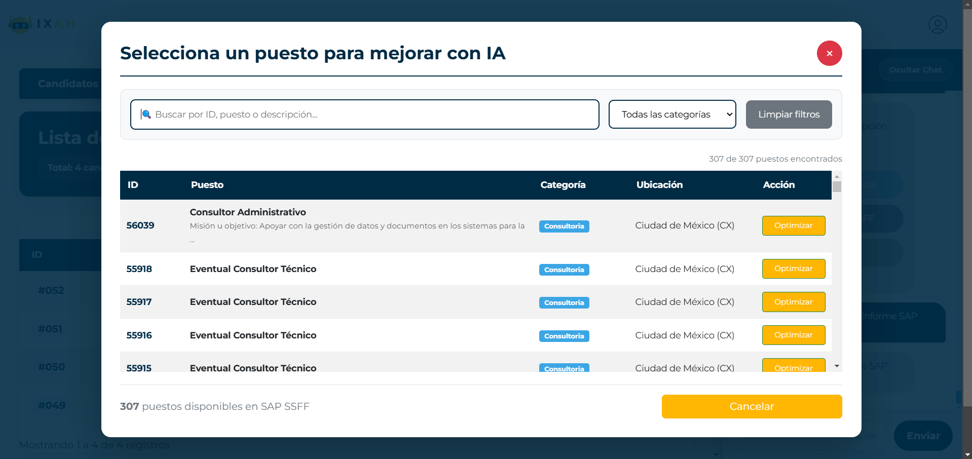 Catálogo de puestos a mejorar